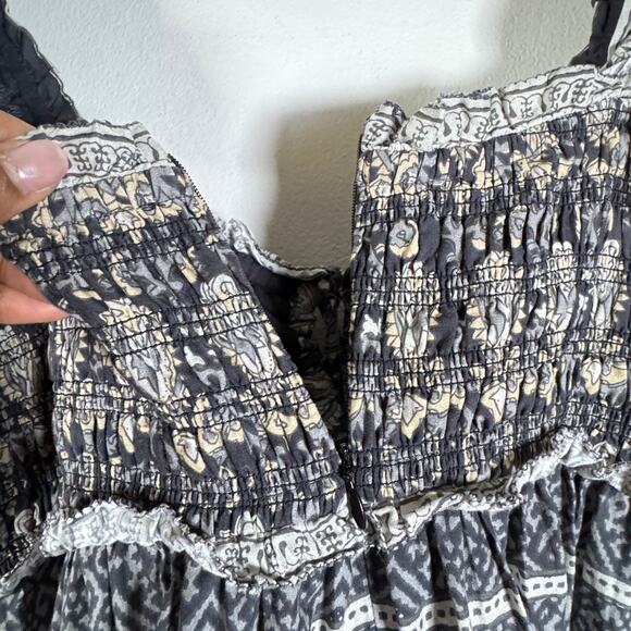 Sea New York Tasha Dress Womens M/L Gray Floral Puff Sleeve Cottagecore Peasant - Picture 9 of 15